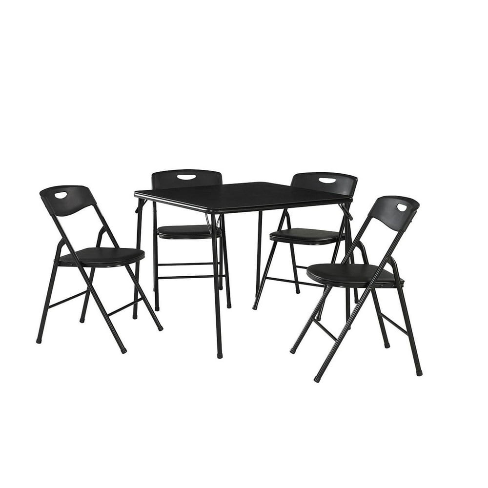 Cosco 5 Piece Card Table Set with Vinyl Seats, Black