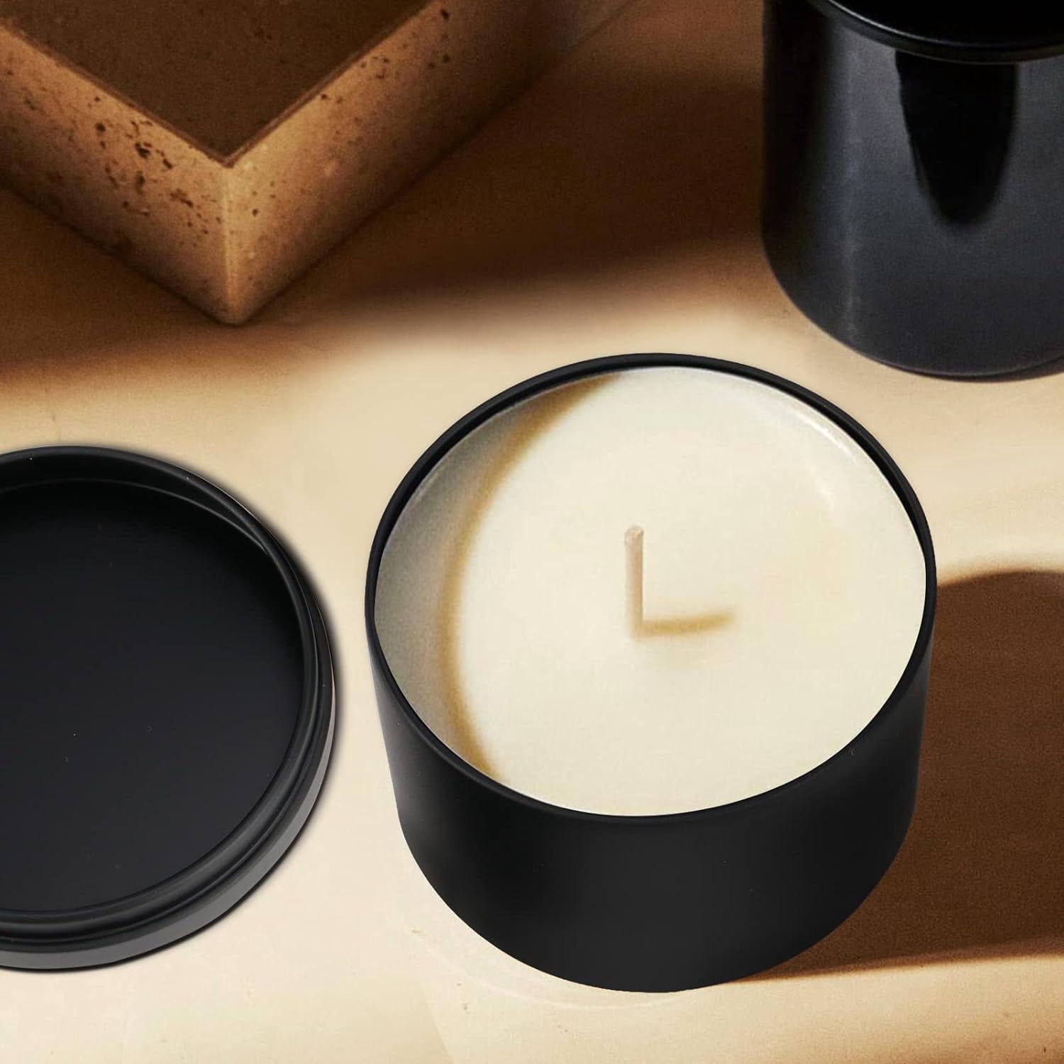 Candle Tin with Lids,Bexikou 10 Pieces Black 8oz Candle Containers, Empty Candle Containers for Candles DIY Set, Candle Jars for Candle Making
