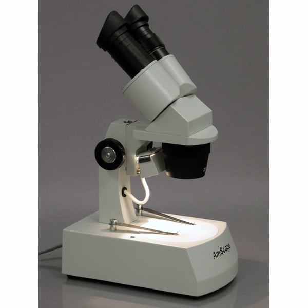 1X and 3X Objectives 10X/20X/30X/60X Magnification Upper and Lower Halogen Lighting WF10x and WF20x Eyepieces Reversible Black/White Stage Plate Arm Stand AmScope SE305-PZ-AC Binocular Stereo Microscope 120V Includes Aluminum Carrying Case 
