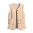 thumbnail image 4 of XRoczxe Women's Sherpa Fleece Vest, Button Down Sleeveless Warm Coat with Pockets, Casual Soft Fuzzy Outerwear for Fall Winter Layering & Daily Wear, 4 of 8