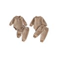 thumbnail image 2 of RUINIXCW Baby Boy Fall Outfit Jacquard Long Sleeve Lapel Romper Pants 2 Pcs Set, 2 of 8