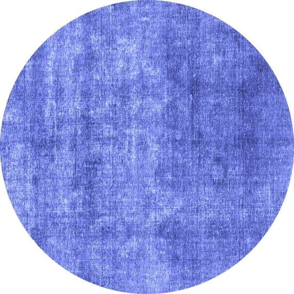 Ahgly Company Indoor Round Abstract Blue Modern Area Rugs, 3' Round