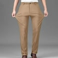 thumbnail image 4 of Wyobmus Dress Pants for Men Stretch Wrinkle Free Tapered Pants Solid Elastic Waist Button Business Suit Pants,S-5XL Khaki, 4 of 8