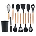 thumbnail image 2 of Cocina Herramientas de cocina Conjunto Silicona Madera Manejo Pincel de aceite Spaghetti Claw Hornear Hogar Cocina Accesorios Negro 12 piezas Inevent HA028300-08, 2 of 7