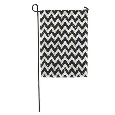 SIDONKU Black Gold Confetti on Stripe Chevron Celebration Christmas Cute Day Garden Flag Decorative Flag House Banner 28x40 inch