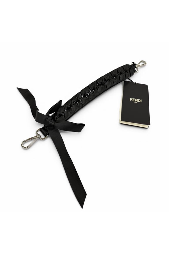 Pre-Owned FENDI Mini Strap You Leather Ribbon Shoulder Strap, Black, Made in Italy, Women's,...