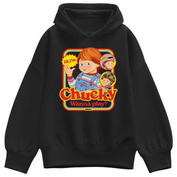 Chucky - Retro Nice Chucky Wanna Play Oversized Fleece Hoodie Sweatshirt