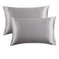 thumbnail image 1 of Almohadas de seda satinada para piel y cabello,Juego de 2 almohadas de satén para mujer con cierre de sobre,Fundas de almohada de seda suaves, transpirables y refrescantes,Gris, 1 of 7