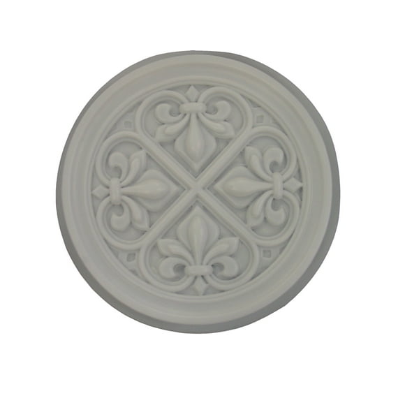 Huge Round Fleur De Lis Plastic Craft Mold use Concrete or Cement for Making Stepping Stones 1095