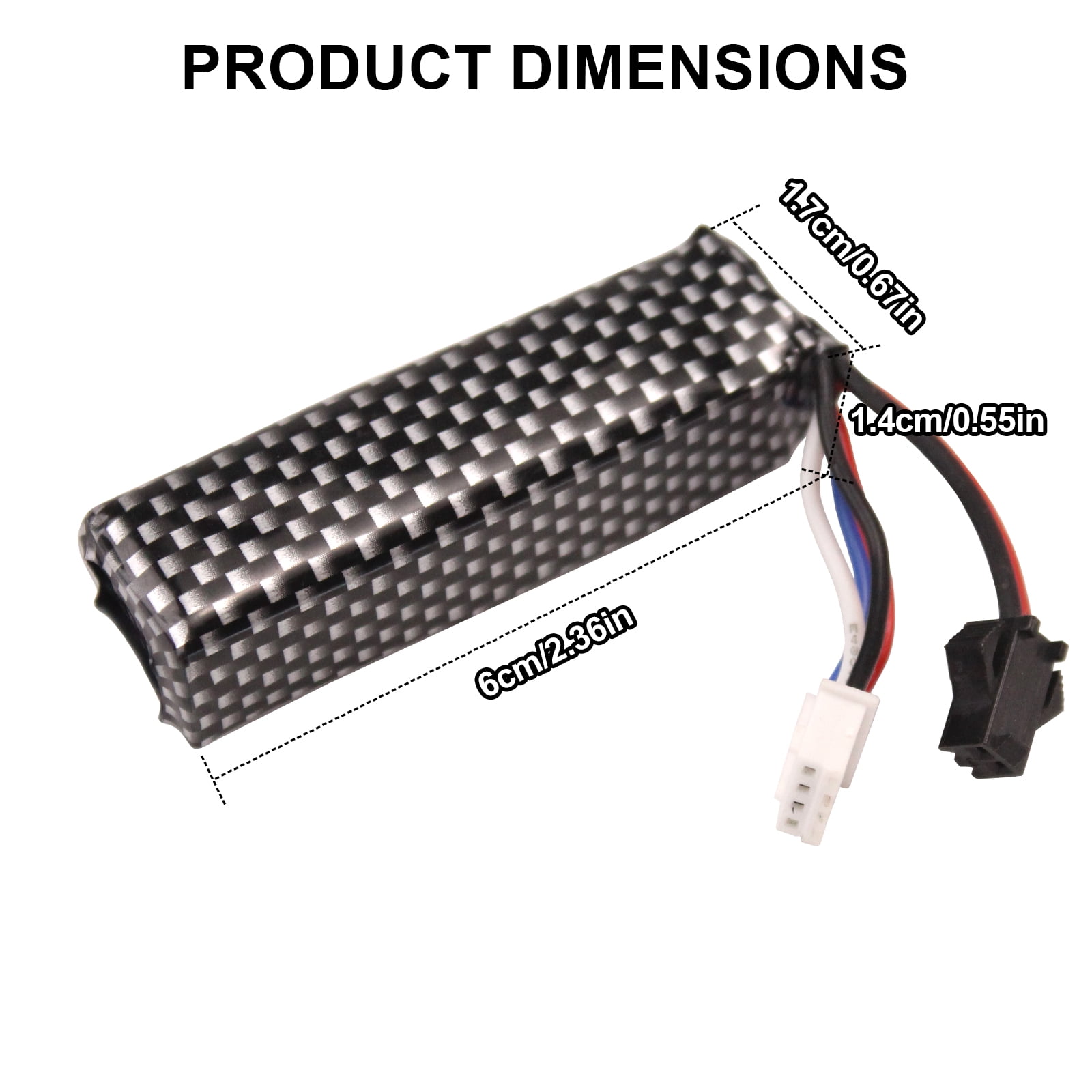 11.1V 2000mAh Airsoft LiPo Battery with USB Charger, 25C High-Discharge Rate SM & XH-4P Connectors  for Gel Ball Blasters
