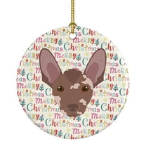 Mexican Hairless Dog Merry Christmas Ceramic Ornament 2.8 in x 2.8 in