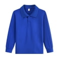thumbnail image 3 of Garbnen Polo Shirts for Boy Girls Striped Quick Dry Long Sleeve Golf Shirt Teen Student Preppy Back To School Button Collared School Uniform Blue, 3 of 3