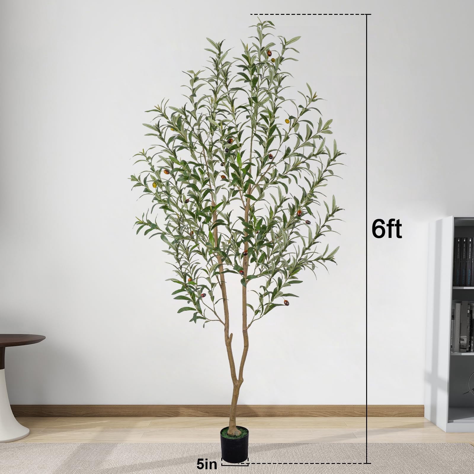Romswi 6FT Artificial Olive Tree Tall Fake Potted Olive Tree with Lifelike Fruits Faux Olive Tree For Home House Office Decor Indoor