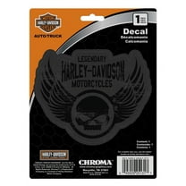 Harley-Davidson Winged Willie G Skull Logo Decal, Shiny & Matte Black - 6 x 8in., Harley Davidson