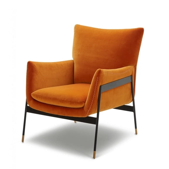 Pemberly Row Modern Fabric & Metal Accent Chair in Orange/Black