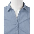 thumbnail image 4 of DOUBLJU Women's Slim Fit Plain Classic Short Sleeve Button Down Collar Shirt Blouse, 4 of 5