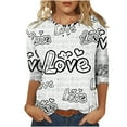 thumbnail image 2 of Hauts pour Femmes T-Shirt à Manches 3/4 à Imprimé Cœur de la Saint-Valentin à Col Rond Noir TG, 2 of 6