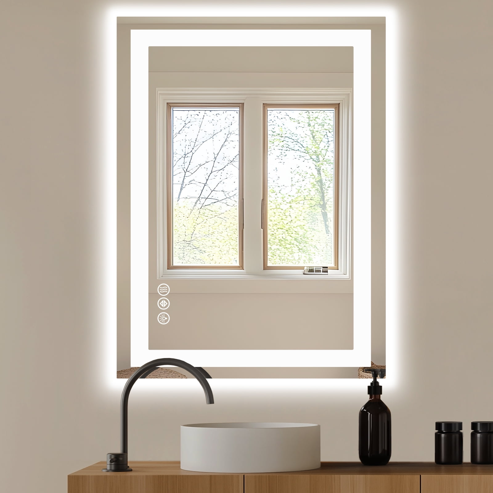 Gianna 28"x 36" LED Bathroom Mirror with Anti-Fog and Backlit Memory Function Tempered Glass