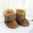 thumbnail image 3 of Botas de nieve de piel de zorro de tubo medio con punta redonda y tacón plano europeo y americano para invierno, 3 of 6