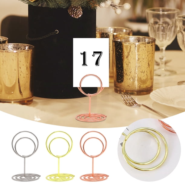 Fiudx Clip para Número de Asiento, Diseño Dorado y Oro Rosa, Elegante Portanotas para Bodas, Organizador de Menús de Escritorio, Expositor de Fotos, Regalo Versátil para Eventos, Tamaño 2,8 X 3,1 X 5