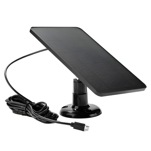 GJX 5W Solar Panels for Security Camera, Solar Panel with Micro USB & USB-C Port for DC 5V Outdoor Rechargeable Battery Camera, IP65 Waterproof, Adjustable Security Mount