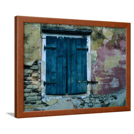 Painted Stucco Wall and Wooden Shutter, Corfu Island, Ionian Islands, Greece Framed Print Wall Art By Jeffrey (Best Way To Paint Wood Shutters)