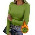 thumbnail image 2 of Women Crewneck Slim Fitted Long Sleeve T Shirts Cute Stretchy Bodycon Basic Tee Tops Green XXL, 2 of 6