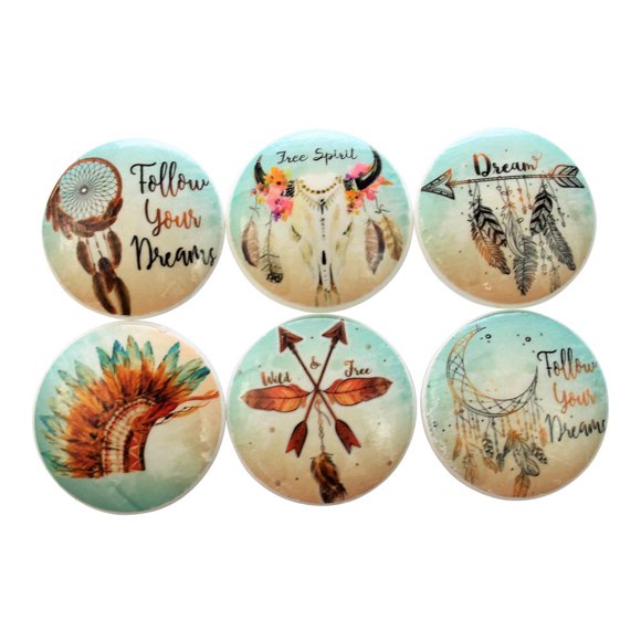 Twisted R Design Cabinet Knobs, Knobs for Kitchen Cabinets and Drawers, Matching Cabinet Knobs and Pulls, 1.5" Round Dresser Drawer Knobs (Set of 6 Free Spirit Bohemian Wood Knobs)