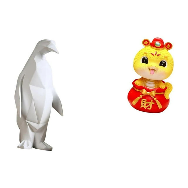 Escultura de pingüino, estatua de pingüino de resina, adorno de animal, estatua de serpiente, adorno artesanal creativo, adecuado para dormitorio, sal