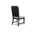 thumbnail image 3 of Dark Brown Wood Dining Chairs (Set of 2) - Gray Fabric Upholstery, Traditional Style, 21.5"W x 43"H, for Dining Room. Carved Back &amp; Legs., 3 of 8