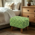 thumbnail image 3 of Xixirimido Turtle Shell Green Pattern Ottoman Cover Stretch Rectangular Footstool Slipcover with Nonslip Elastic Base, Universal Fit for Storage Ottomans & Ottoman Footrests, Large, 3 of 7