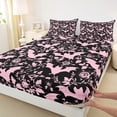 thumbnail image 3 of Castle Fairy Black Bats Full Size Sheets for Teens,Gothic Vintage Flower Bed Sheets, 3 of 7