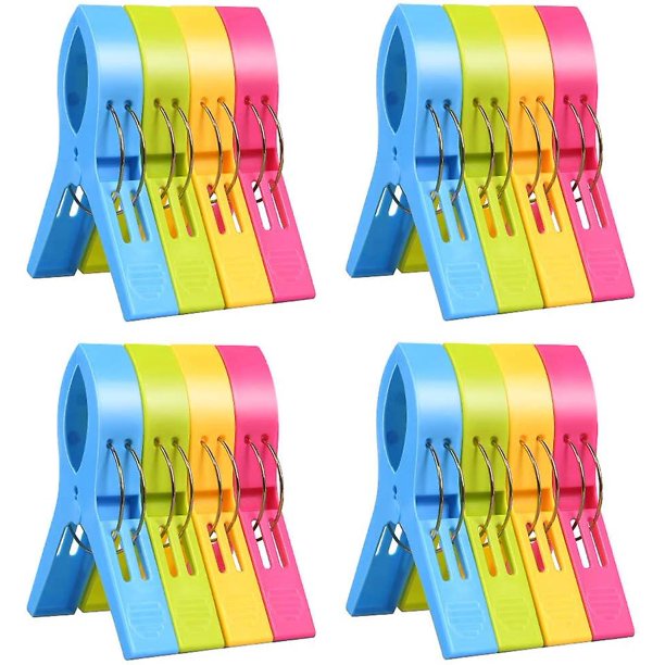 Pinzas para ropa grandes Pinzas para toallas, paquete de 16 pinzas para toallas de playa, pinzas para toallas de playa, pinzas para toallas de mano, pinzas a prueba de viento en la playa y tumbonas pa Afortunado Sencillez