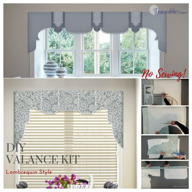 Diy Valance Kit Lambrequin Style No Sewing For Kitchen Bedroom Dining Room Use A 1 Curtain Rod Com Diy Valance Kit Lambrequin Style No, How To Make Swag Curtains Without Sewing