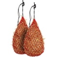 thumbnail image 1 of Paquete de 2 redes de heno de alimentación lenta de 42 pulgadas para caballos, (rojas), orificios pequeños fuertes y suaves de 2 x 2 pulgadas, cuerda de nailon para colgar, comedero de viaje ajustable, 1 of 4