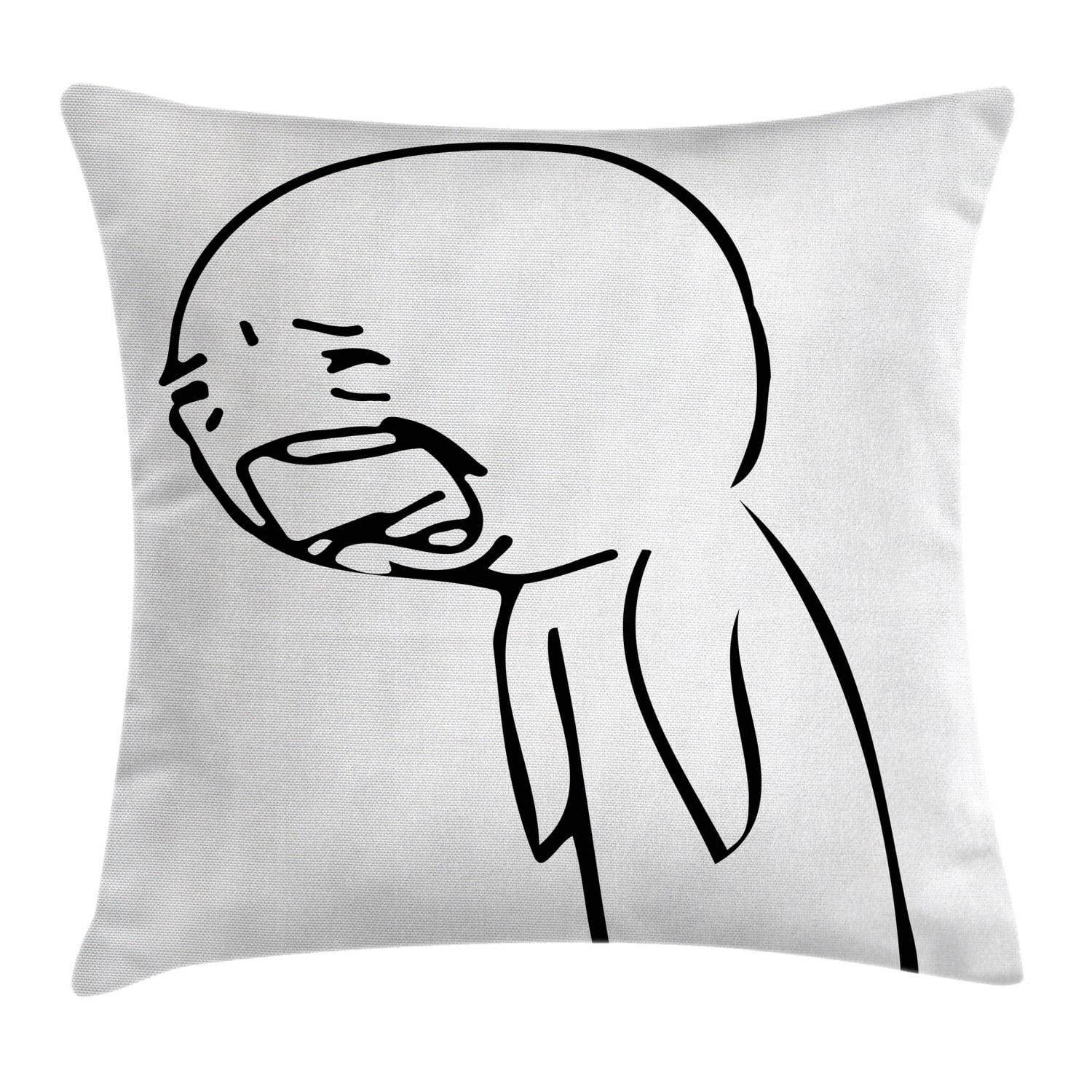 Humor Decor Throw Pillow Cushion Cover, Sad Guy Upset Crying Popular