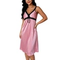 thumbnail image 7 of Blmnix Ladies Dresses Lounge Dress Slip Dress Satin Dress Petticoat Mid-Length Pink V-Neck Sleeveless Adjustable Strap Spring Dresses for Women,Free Size, 7 of 7