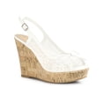 thumbnail image 1 of BLISSFUL STEP Chaussures pour Femmes Sandales à Plateforme en Dentelle Florale à Bout Ouvert à Talon Compensé Blanches 5,5, 1 of 8