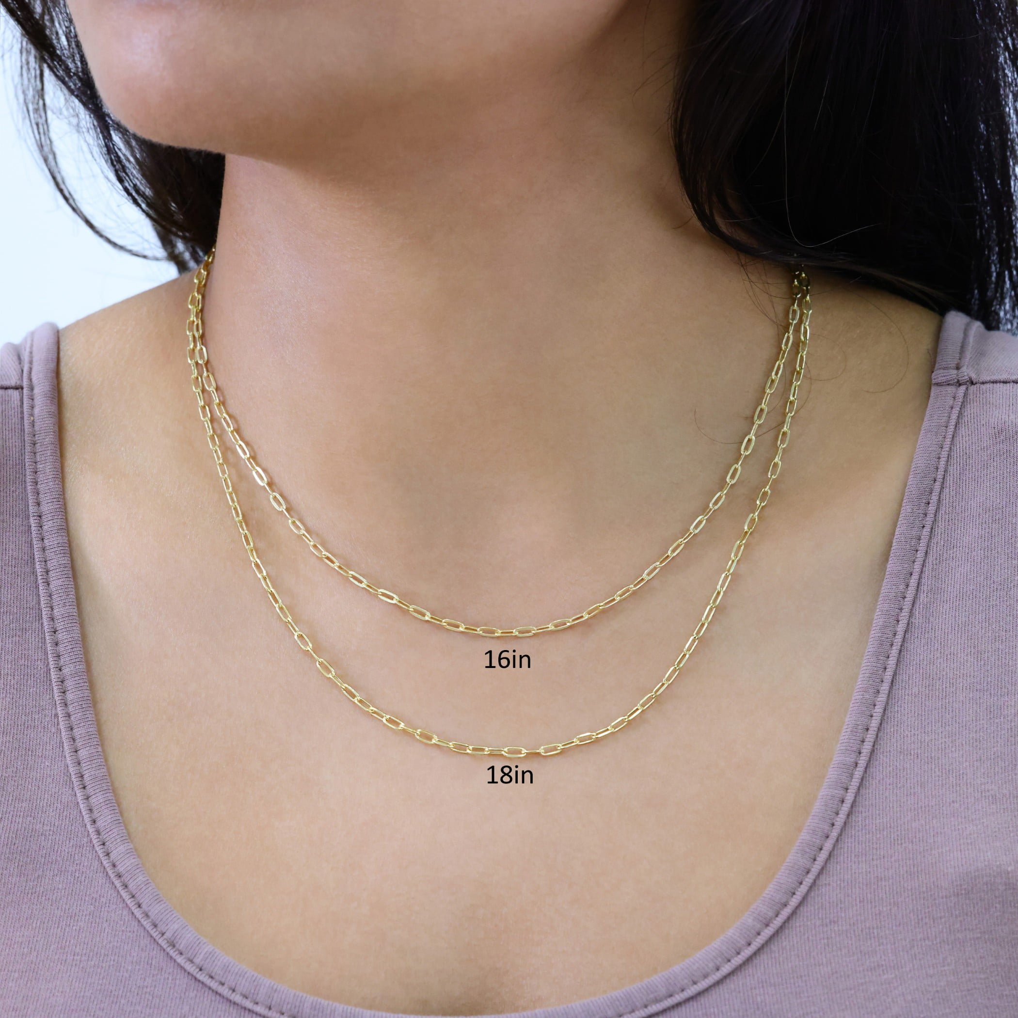 Nuragold 14k Real Yellow Gold Paperclip 2mm Elongated Cable Link Necklace (16"-24") Dainty Italian Jewelry for Men & Women