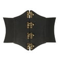 thumbnail image 2 of Deyuer Faux Leather Dress Corset Belt Wide-Brimmed Design Elastic Waistband Retro Style Women Adjustable Corset Waist Cincher,L, 2 of 8
