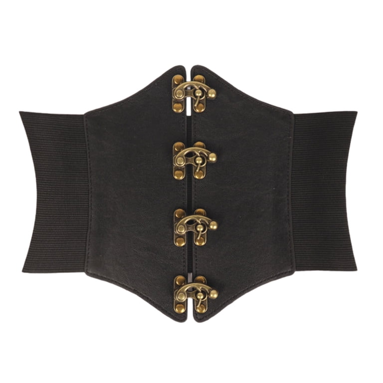 Faux Leather Dress Corset Belt Wide-Brimmed Design Elastic 