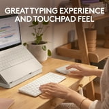 Logitech Casa Pop Up Desk Work From Home Kit with Laptop Stand, Wireless Keyboard & Touchpad, Bluetooth, USB C Charging, for Laptop/MacBook (10” to 17”) - Nordic Calm - Walmart.com