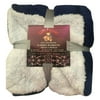 Sherpa Flannel Throw Blanket 60 x 79 Inches Super Soft Microfiber Reversible Fleece Plush Blanket, Dark Blue