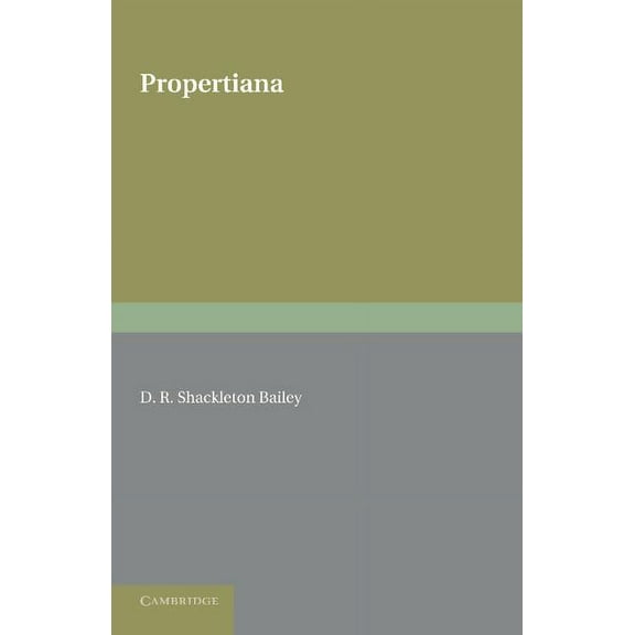 Propertiana, (Paperback)