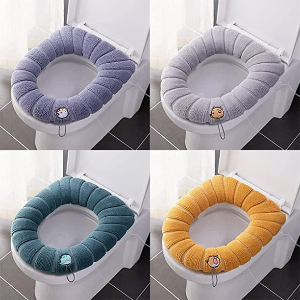 Thicken Toilet Seat Cover with Handle Soft Toilet Cushion for Oval Toilet Seats