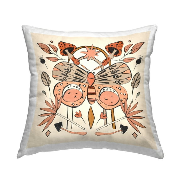 Stupell Industries Moth & Woodland Botanicals Square Decorative Printed Throw Pillow, 18 x 18