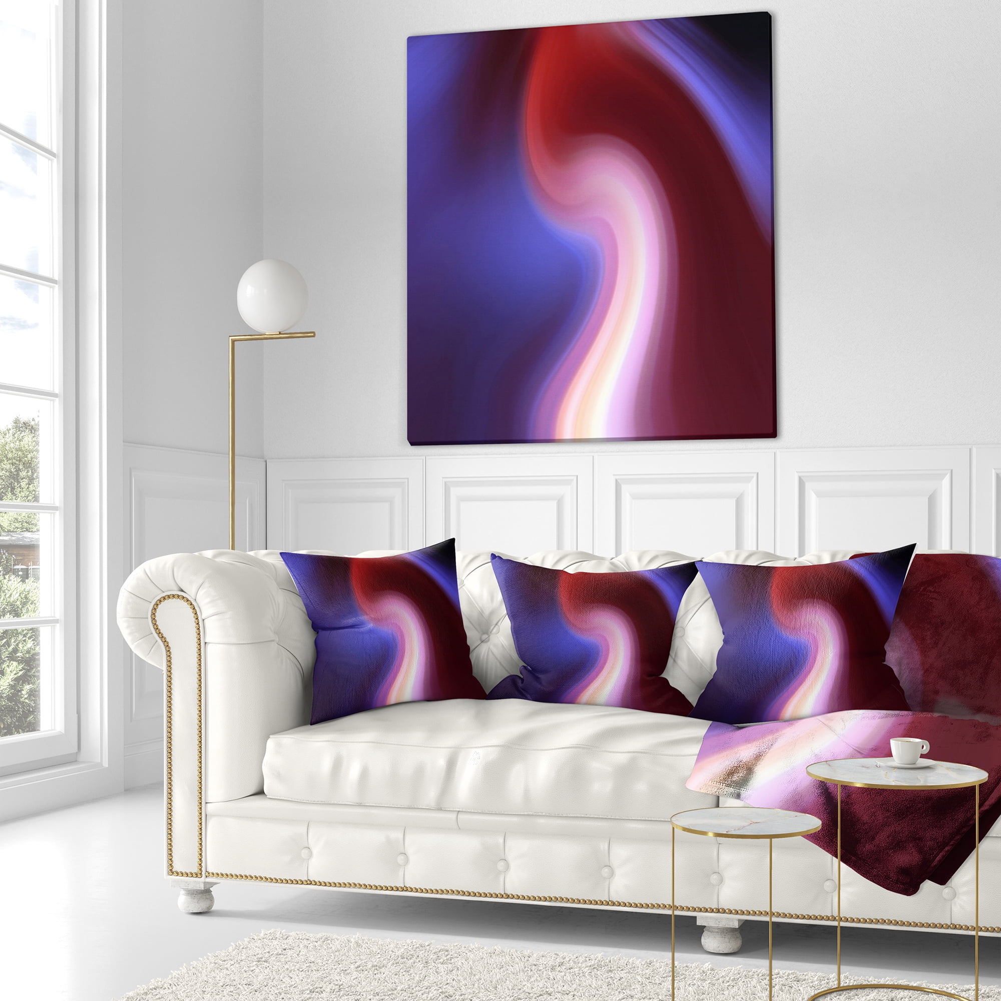 Designart Red Blue Mix Texture - Abstract Throw Pillow - 18x18