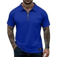 thumbnail image 2 of BOMYJESK Polo Shirts for Men Short Sleeve Collared Zipper Golf Shirt Athletic Casual Polo Shirts Big and Tall Stylish Tops with Pocket Blue XXXL, 2 of 6