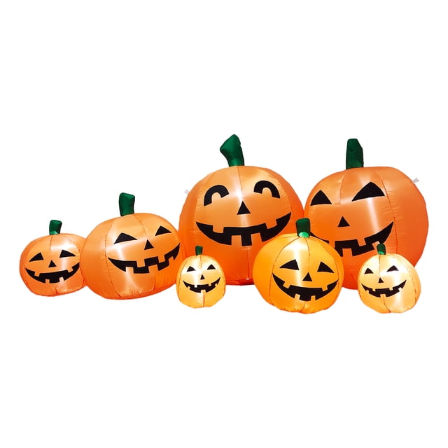 Pumpkin Halloween Inflatables 10FT Long Pumpkin LED Blow Up Terror
