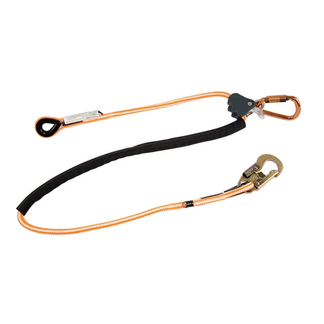 ProClimb Arborist Positioning Lanyard by Pelican Rope - 1/2 in x 8 ft Polyester Rope with Steel Snap Hook - Adjustable, High Visibility, ANSI/OSHA Certified for Work Positioning and Tree Climbing